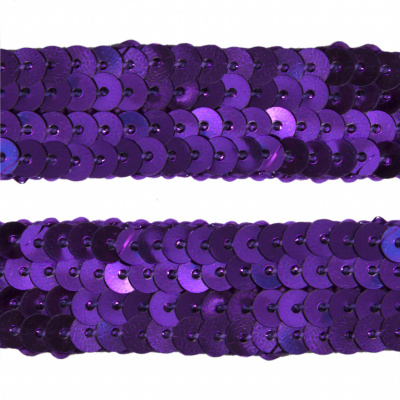 Тесьма с пайетками 12, шир. 20 мм/уп. 25+/-1 м, цвет фиолет - купить в Ельце. Цена: 778.19 руб.