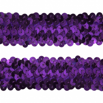 Тесьма с пайетками 12, шир. 30 мм/уп. 25+/-1 м, цвет фиолет - купить в Ельце. Цена: 1 098.48 руб.