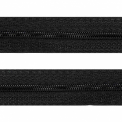 Рулонная молния с покрытием PVC спираль тип 3 (упак.270м) -черная с полосой СВО - купить в Ельце. Цена: 12.74 руб.