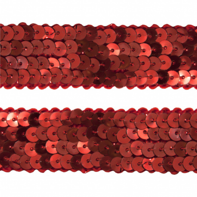 Тесьма с пайетками 3, шир. 20 мм/уп. 25+/-1 м, цвет красный - купить в Ельце. Цена: 778.19 руб.