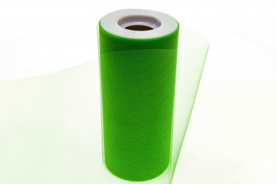 Фатин в шпульках 16-146, 10 гр/м2, шир. 15 см (в нам. 25+/-1 м), цвет зелёный - купить в Ельце. Цена: 100.69 руб.