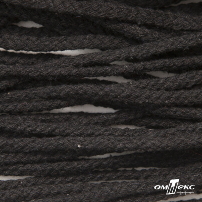 Шнур плетеный d-6 мм круглый, 70% хлопок 30% полиэстер, уп.90+/-1 м, цв.1078-черный - купить в Ельце. Цена: 594 руб.