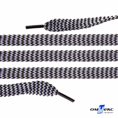 Шнурки #107-07, плоские 130 см, двухцветные цв.серый/чёрный - купить в Ельце. Цена: 23.03 руб.