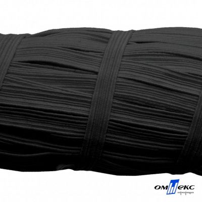 Резиновые нити с текстильным покрытием, шир. 6 мм (55 м/уп), цв.-черный - купить в Ельце. Цена: 210.75 руб.