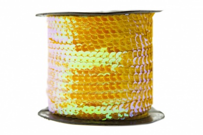 Пайетки "ОмТекс" на нитях, CREAM, 6 мм С / упак.73+/-1м, цв. 92 - золото - купить в Ельце. Цена: 484.77 руб.