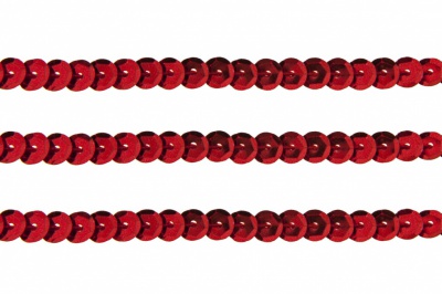 Пайетки "ОмТекс" на нитях, SILVER-BASE, 6 мм С / упак.73+/-1м, цв. 3 - красный - купить в Ельце. Цена: 468.37 руб.