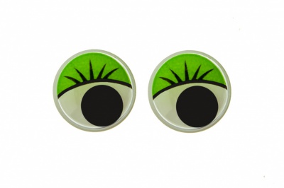 Глазки для игрушек, круглые, с бегающими зрачками, 15 мм/упак.50+/-2 шт, цв. -зеленый - купить в Ельце. Цена: 113.01 руб.