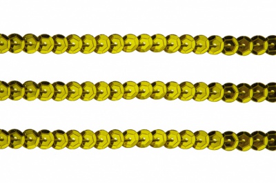Пайетки "ОмТекс" на нитях, SILVER-BASE, 6 мм С / упак.73+/-1м, цв. 7 - св.золото - купить в Ельце. Цена: 468.37 руб.