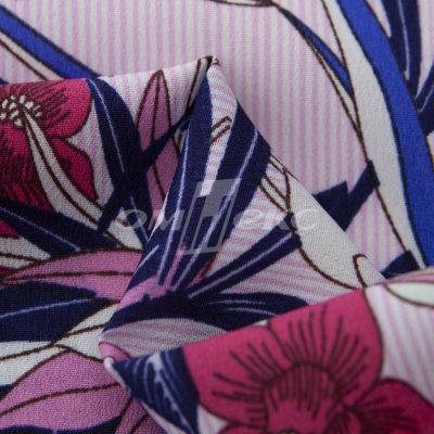 Плательная ткань "Фламенко" 18.1, 80 гр/м2, шир.150 см, принт растительный - купить в Ельце. Цена 239.03 руб.
