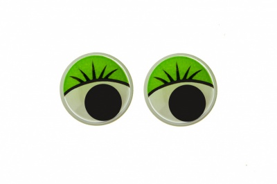 Глазки для игрушек, круглые, с бегающими зрачками, 12 мм/упак.50+/-2 шт, цв. -зеленый - купить в Ельце. Цена: 95.04 руб.