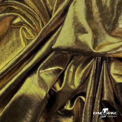 Трикотажное полотно голограмма, шир.140 см, #602 -чёрный/золото - купить в Ельце. Цена 385.88 руб.
