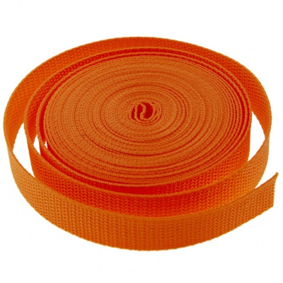 Стропа текстильная, шир. 25 мм (в нам. 50+/-1 ярд), цвет оранжевый - купить в Ельце. Цена: 409.94 руб.