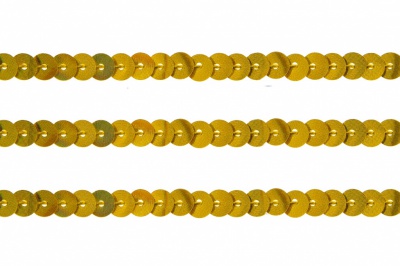Пайетки "ОмТекс" на нитях, SILVER SHINING, 6 мм F / упак.91+/-1м, цв. 48 - золото - купить в Ельце. Цена: 356.19 руб.