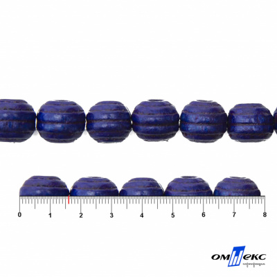 0309-Бусины деревянные "ОмТекс", 16 мм, упак.50+/-3шт, цв.006-синий - купить в Ельце. Цена: 62.22 руб.